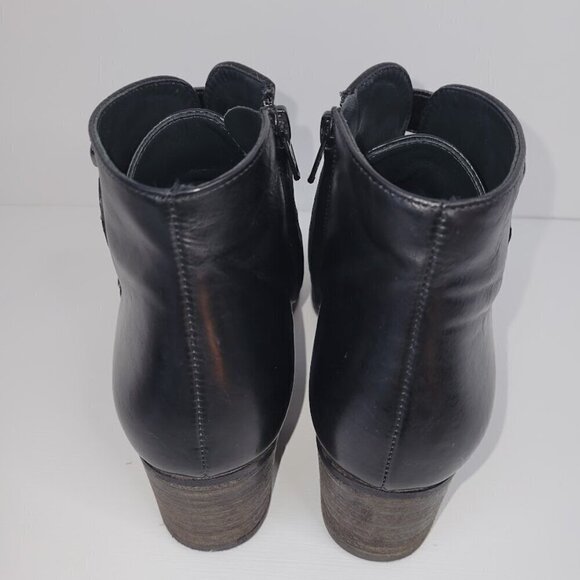 Paul Green Boots Soho Moto Silver Studded Black Leather Buckle Booties SZ US 6.5 - Picture 5 of 13